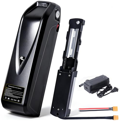 HAIPACKBA 48V 52V Battery 13Ah 16Ah 20Ah 25AH Battery with BMS for (100-1500W) Motors Includes Safe Lock Led Indicator Light USB Output XT60 Connector (48V 13AH)