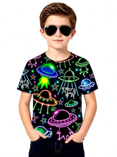 Image of uideazone Boys 3D Graphic T-Shirts Short Sleeve Crew Neck Tees 4-16Y