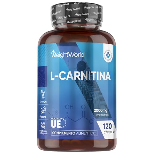 L Carnitina 2000mg 120 Cápsulas - Suplemento Pre Entreno Natural, Ideal para Hombres y Mujeres, Vegano, Sin Gluten, Sin Lactosa y Sin Azúcar para 40 Días de Suministro