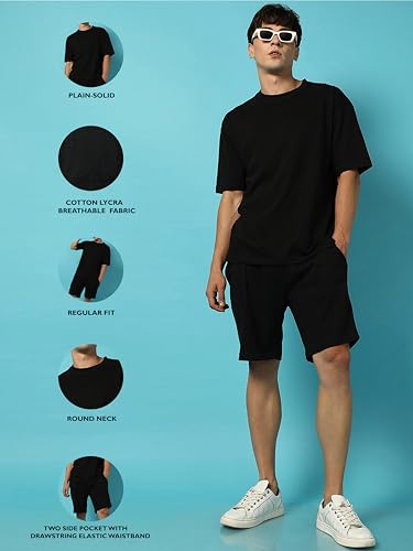 Image of Zombom Combo of Men's Night Suit | Men's Co-ord Set | Lounge-wear Nightdress Pajama Set | Summer Night Wear | Solid Plain Casual Pajama Shorts Set | Beach Wear Pack of 2