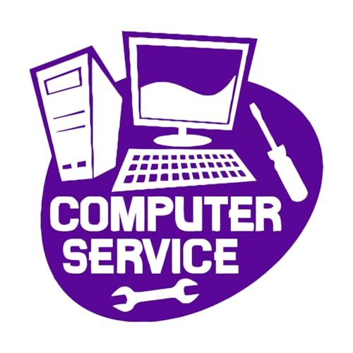 Autocollant mural en vinyle pour réparation de service informatique, logo créatif, symbole, affiche intérieure amovible, décoration de fenêtre, grand –...