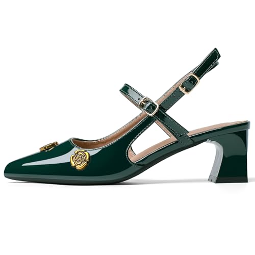 Heels for Women Block Chunky Platform High Heels Closed Pointed Toe Ankle Strap Dressy Comfortable Formal Dress Pump Shoes