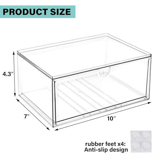Image of Prsildan Acrylic Makeup Organizer Stackable Clear Storage Drawers for Baby Bottles Desk Organizers for Countertop Vanity Nursery Adjustable Modular System for Cosmetics Jewelry