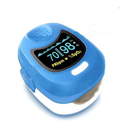 Oxymètre de pouls Blyl bleu, affichage OLED pour enfant avec pile rechargeable CMS50QB