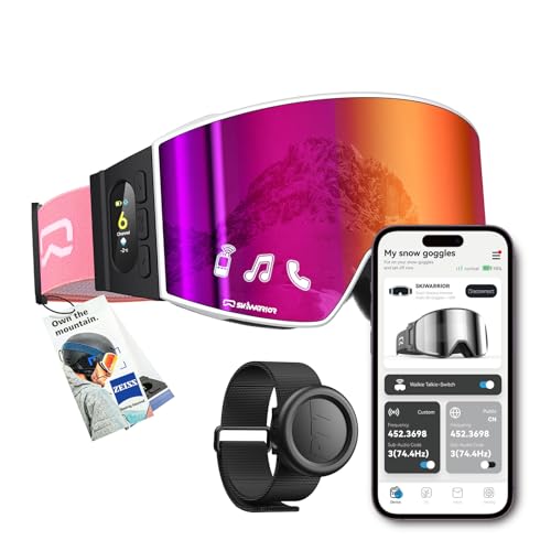 SKIWARRIOR Multifunctional Smart Bluetooth Ski Goggles with Walkie-Talkie, Anti-Fog Zeiss Lens, Music & Call Function (G01-Zeiss-Pink)