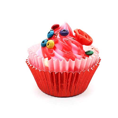 Image of Red Foil Cupcake Liners,GOLF Standard Size Red Foil Cupcake Liners Wrappers Metallic Baking Cups,Muffin Paper Cases, 500 Pack