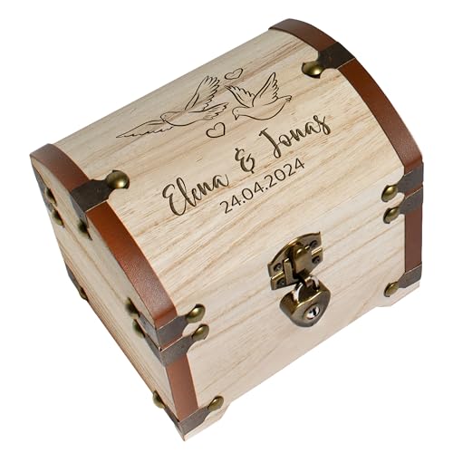 True Statements Personalisierte Schatztruhe mit Gravur & Schloss – Hochzeitsgeschenk für...