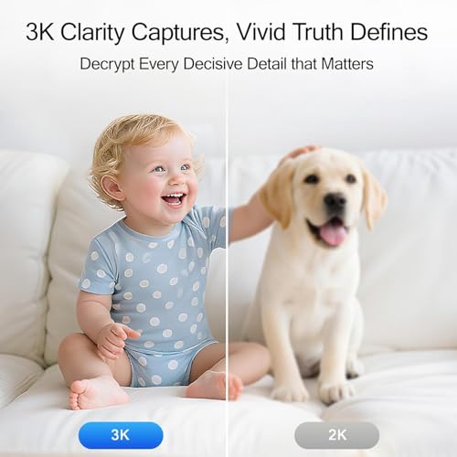 Image of 3K 5G Wi-Fi Security Camera Indoor, Backup Battery for Power Outage Protection, Free AI Tracking Facial ID, 5MP Pet /Dog Camera w / Speaker & Phone App, PTZ Baby Monitor, 0-Glow Night Vision, 2-Way Talk