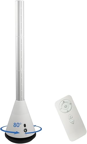 Ventilador de torre sin aspas con 9 velocidades, ventilador de enfriamiento oscilante de 80 de ancho, ventilador eléctrico de pie con temporizador