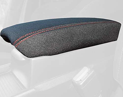 RedlineGoods armrest Cover Compatible with Honda Civic 2006-11. Tailor Made - not Universal. Genuine top-Grade Italian Black Suede (Alcantara) with Red Thread