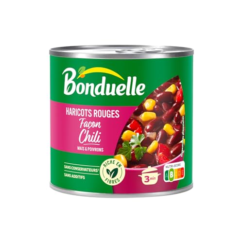 BONDUELLE - Haricots Rouges façon chili - Sans Conservateur* - Nutri-Score A - Boîte de Conserve 400 g