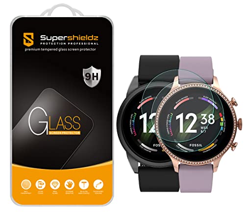 Supershieldz (2 Pack) Designed for Fossil Men's Gen 6 44mm / Fossil Women's Gen 6 42mm / Fossil Q Explorist Gen 3 Tempered Glass Screen Protector, Anti Scratch, Bubble Free