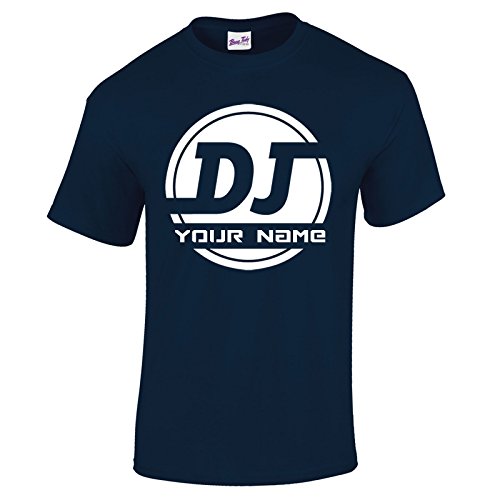 Bang Tidy Clothing Men's Personalised DJ Logo ADD Your Name Music T Shirt Navy Blue XXL