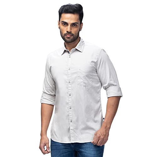 Image of Parx Men's Pure Cotton Solid Pattern Slim Fit Semi Cutaway Collar Full Sleeve Casual Shirt