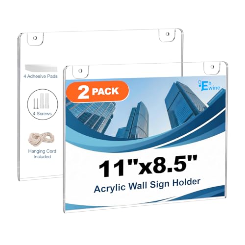Cadres adhésifs en plastique transparent anti-chute EHWINE avec vis pour affichage horizontal