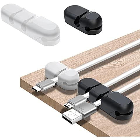 Mbsomnus 4 Pack Cable Clips Holder, Cable Management, Cable Organisers, Wire Organiser Desk, Self-adhesive Cable Clip, Cable Holder Silicone for Power Cords USB Charging Cable Earphone PC Office Home Cover