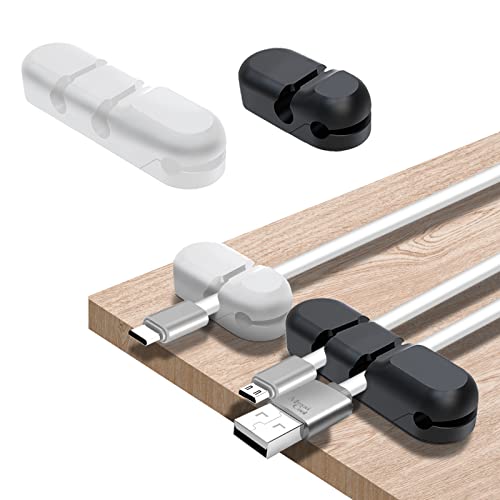 Mbsomnus Kabelhalter Kabelclips, 4 Stück Kabelhalter Selbstklebend, Kabel Organizer, kabelmanagement Schreibtisch Silikon Set für Netzkabel, USB Ladekabel, Ladegeräte, Audiokabel, Zuhause Büro Cover