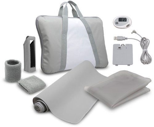 Pack : revêtement silicone + batterie kit + sac de transport matelassé+ 2 protège-poignets + étui rangement Wii Remote + tapis de sol Wii Balance Board + podométre