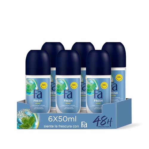 Fa - Desodorante Roll-On Sport - 50ml (pack de 6) Total: 300ml, El Embalaje Puede Variar