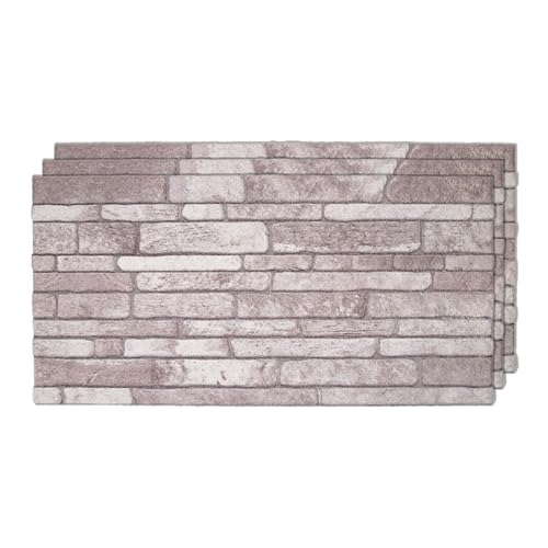 IZODEKOR 3D Wall Panels Brick Effect, Wall Cladding, Ceiling, Tiles, Indoor&Outdoor, DIY, Kitchen, Bathroom, Bedroom, Stone Look | Cream Dream, 3 Pack