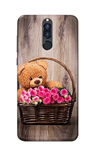 Image of PRINTFIDAA Roses and Teddy Bear in The Wicker Hard Back Cover for Huawei Mate 10 Lite /Huawei Nova 2i / Huawei Honor 9i Back Cover -(P6) KAT1004