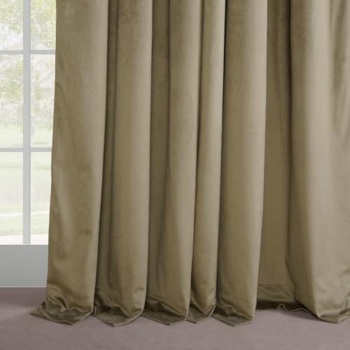 Image of HPD Half Price Drapes Signature Velvet Thermal Blackout Curtains for Living Room 84 Inches Long (1 Panel) Pinch Pleated Insulated Curtains for Bedroom 25W x 84L, Denver Taupe
