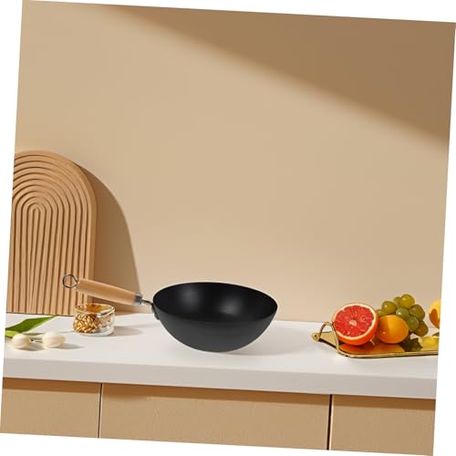 Wok pequeño de hierro forjado para cocina a gas miniatura 5