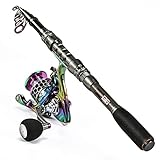 Sougayilang Spinning Fishing Rod Combos Protable Telescopic Fishing Pole with Spinning Reel kit for Travel Freshwater Fishing -6.89FT Rod with LY2000