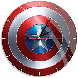 Ert Group Reloj de Pared Brillante Original y con Licencia Oficial de Marvel, Motivo Captain America 001, silencioso, diseño Exclusivo, manecillas de Metal pintadas, 30,5 cm (12´´).