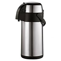 axentia Airpot in Silber, Pumpkanne aus rostfreiem Edelstahl, Isolierkanne mit Doppelwand, Isolierflasche mit Pumpe und unzerbrechlichem Korpus, Pump-Kaffeekanne mit Tragebügel, Volumen: ca. 3 L 15 x 15 x 35 cm