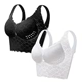 MOONBADI Dirndl Damen schwarz+weiß Damen Sport BH ohne Bügel Nicht Gepolstert High Impact Bustier Halt Joggen BH BH Push up extrem 110E