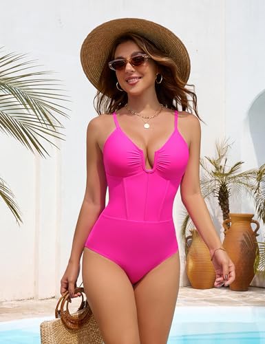 Image of Blooming Jelly Womens One Piece Swimsuit Tummy Control Modest Shapewear Corset Bathing Suit Ladies Slimming Retro Swimwear