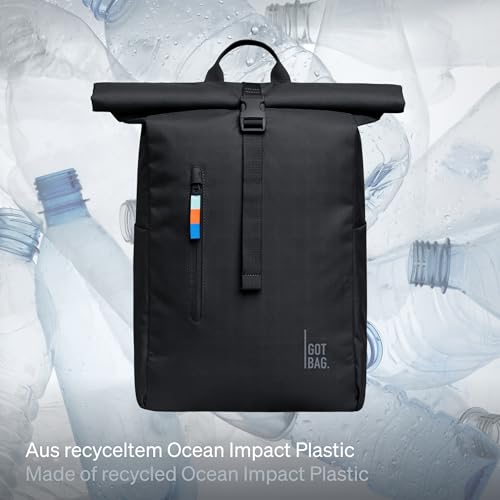 GOT BAG - ROLLTOP EASY Backpack, Backpack for Hiking & Travel with a 16” Laptop Sleeve, Eco-Conscious Bag Made of Recycled Ocean Impact Plastic™ (Black Color)2