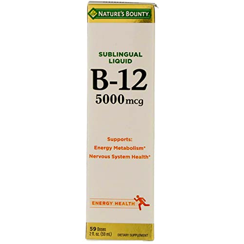 Nature's Bounty B-12 5000 mcg Sublingual Liquid Energy Health 2 oz (Pack of 2)