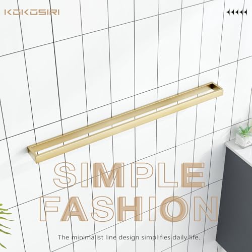 Image of KOKOSIRI Towel Bar Brushed Gold Bath Towel Holder 32 Inch Kitchen Towel Hanger Rack Stainless Steel Bathroom Hardware Wall Mounted, 1 Pack B4008BG-L32