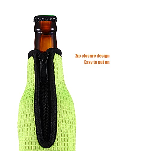 WK ieason Beer Bottle Sleeve Insulators 12oz 330ml Standard Beer Bottle Cooler Covers Zip-up Bottle Jacket 12OZ Beer Bottle Holder Non-Slip Thick Neoprene Sleeves (Orange/Green/Black/Light Blue)
