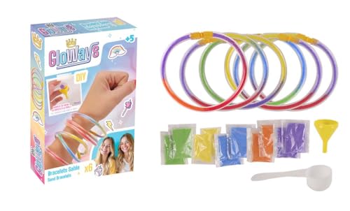 GLOWAYS - Kit Bracelets De Sable À Créer - Loisir Créatif - 030916 - Jeu pour Enfant - Cadeau - DIY - Activité Manuelle Anniversaire - Original et Ludique - Création Bijoux - À Partir de 6 Ans