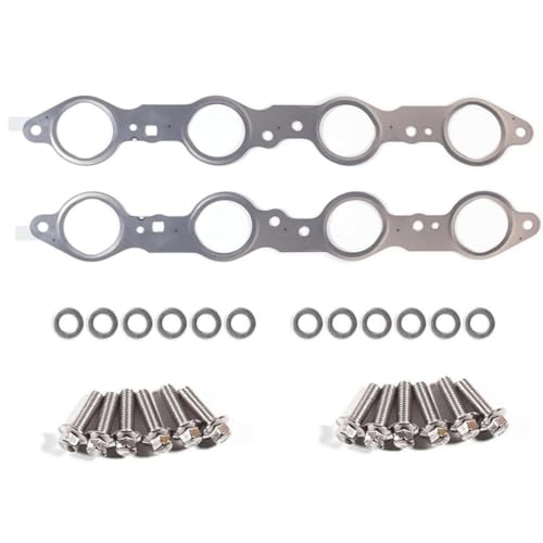 Image of LS Exhaust Manifold Gasket & Bolt Kit:Fits LS 4.8L 5.3L 5.7L 6.0L 6.2L | Replaces 12617944, 12558573, 12600530, 12620947 - Compatible with Silverado, Sierra, Suburban, Yukon, CTS, Escalade