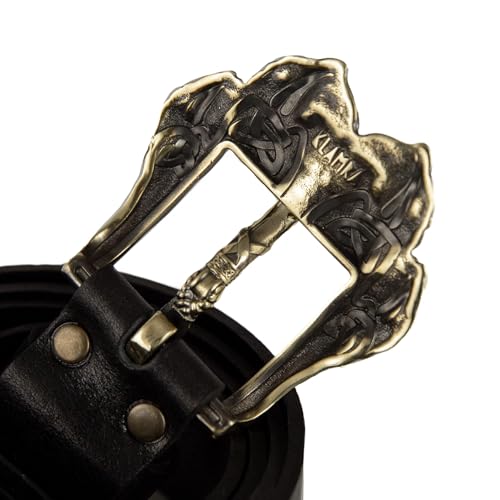 Leather belt with solid German silver belt buckle Wolftrack, wolf paw with claws, large beast claws belt, handmade big pin buckle belt4