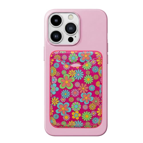xo poppy Magnetic Card Holder, Compatible with IPhone 17/16/15, Compatible with MagSafe, Wallet Floral Design, Holds up to 3 Cards (Floral)