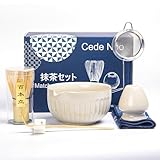 Matcha Whisk Set, Japanese Tea Ceremony Kit, 18oz Spout Bowl, Bamboo Whisk Scoop, Ceramic Holder Sifter Towel,7 pcs Matcha Tea Kit for Matcha Lovers, Christmas, Birthday Gift(White)