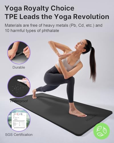 Image of YOTTOY Yoga Mat,Extra Thick Yoga Mat (1 /2inch),Professional TPE Exercise Mat,Non-Slip Workout Mat for Yoga, Pilates, Fitness, Barefoot Workouts, Home Gym Studio with Strap