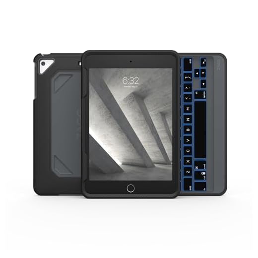 ZAGG Rugged Book - Durable Case and Bluetooth Keyboard for Apple iPad Mini 5 (7.9") - Charcoal