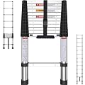 Telescoping Ladder, 12.5FT One Button Retraction Stainless Steel Telescopic Ladder with Non-Slip Feet, Slow Down Design Multi-Purpose Compact Collapsible Extension Ladder for Homeuse RV Attic