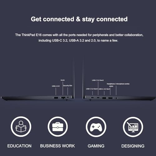 Image of Lenovo ThinkPad E16, 16 inch Touchscreen, Intel i5-1335U, 16GB RAM, 512GB SSD | Business Laptop, FHD+ IPS Anti-Glare, 10-Core, Numeric Keypad, Rapid Charge, Thunderbolt 4, Fingerprint, Backlit, Win 11 Pro