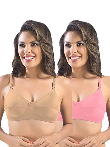 Image of SONARI Womens Cotton Everyday Bra | Non Padded, Wire Free, Comfortable Bra with Seamed Cups | Medium Coverage, Hook and Eye Closure for Everyday Wear | Adjustable Strap for a Customized Fit - Loreal