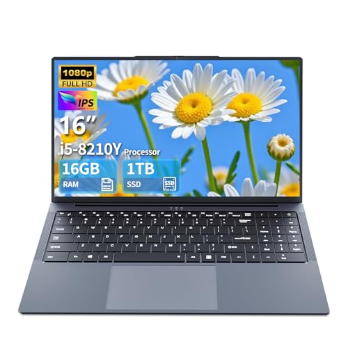 PC Portatile 16 Pollici, Computer Portatile Core i5 fino a 3,60 Ghz, Notebook 16GB RAM 1TB SSD, Laptop 1920 * 1200 IPS Full HD Schermo,Tastiera retroilluminata full, USB3.0, Type-C, Per Studio Lavoro