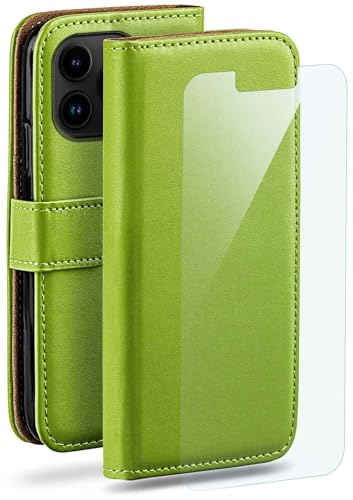 Étui iPhone 14 Pro Max anti-rayure vert avec clapet et film écran inclus