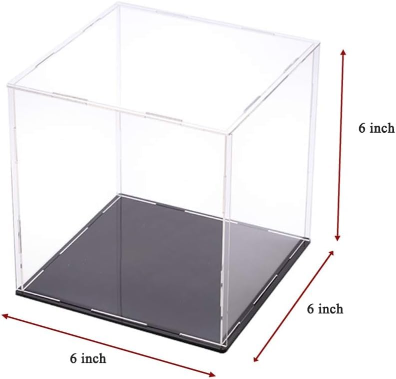 NIYANETAIL DIY Acrylic Display Case for Collectibles Dustproof Self-Assembly Showcase Box for Action Figures, Miniatures Transparent Countertop Cube with Protective Film (6x6x6 inch; 15x15x15cm) 1