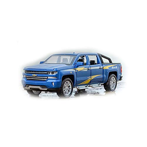 BWHM Modelo De Coche Famoso 1:32 para Chevrolet Silverado Pika, Modelo De Coche De Aleación, Vehículo De Juguete Fundido A Presión, 6 Puertas Abiertas con Sonido/Luz/Juguetes Extraíbles para Niños Cover